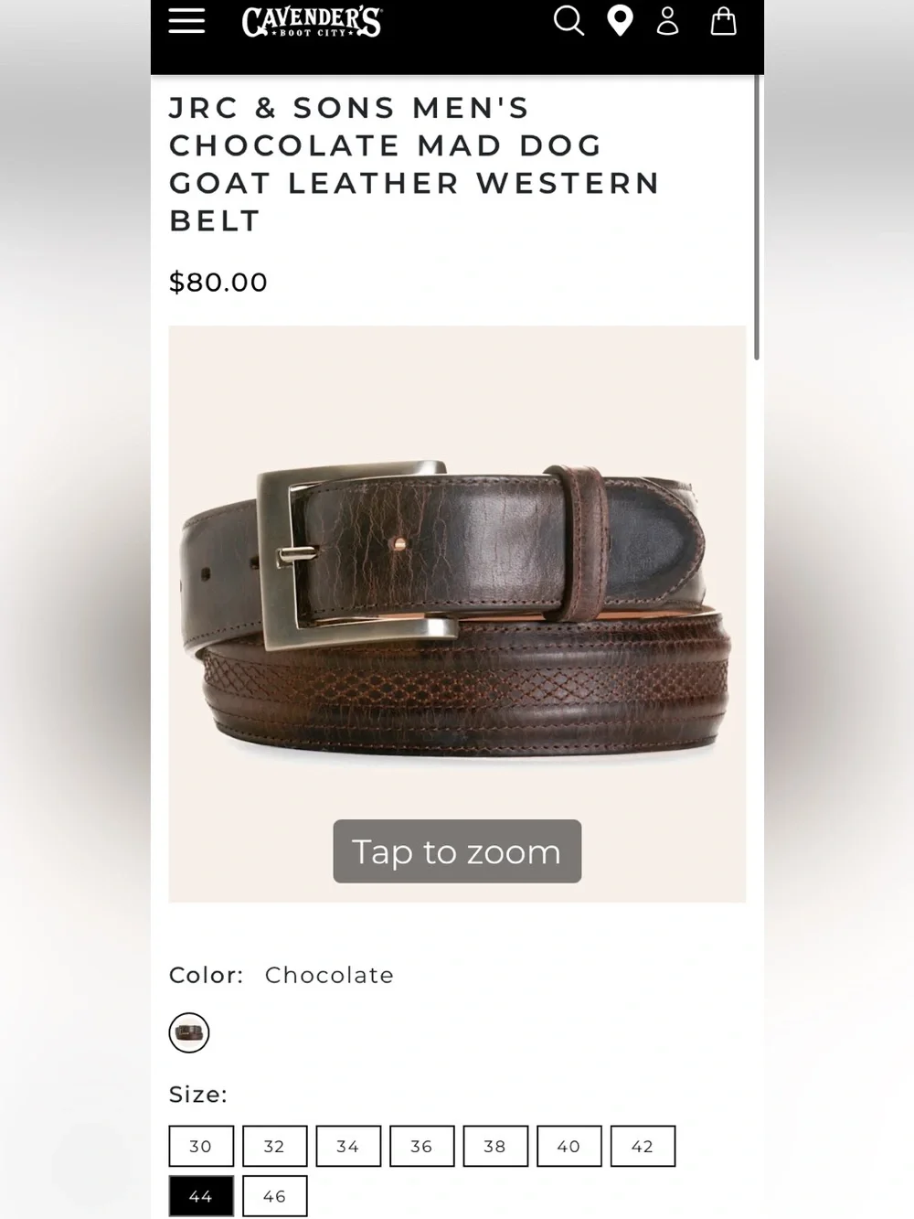 JRC & Sons Handmade Genuine Goat Leather Belt Size 44